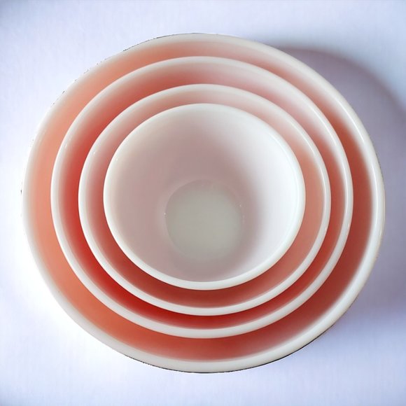"RARE" Authentic 1950's Pyrex Pink Nesting Mixing Bowls Set of 4 - Picture 4 of 15